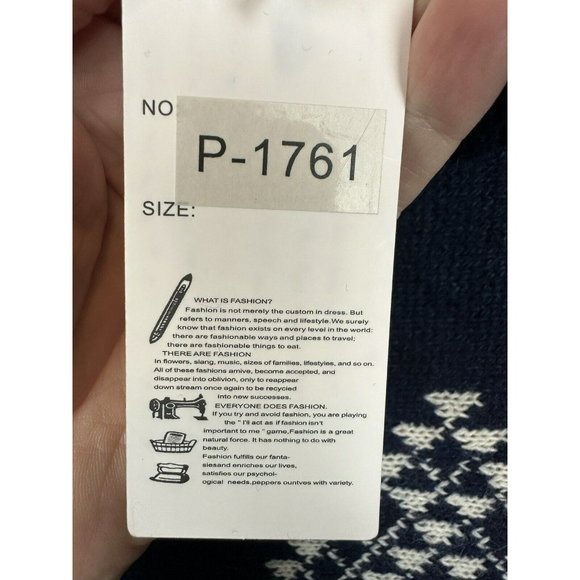 AZ Cape Poncho With Sleeves Navy With Boho Aztec Design - Picture 7 of 15